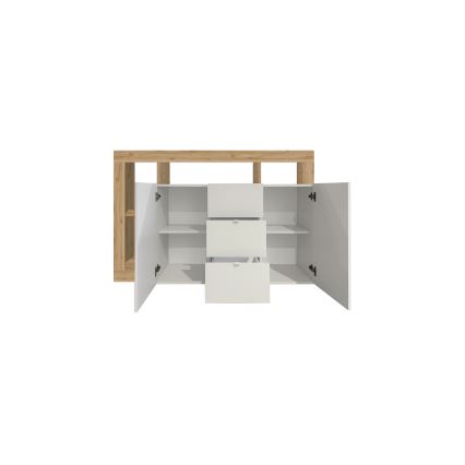 Komoda LENOR 146x93x42 cm bílá/světlý dub