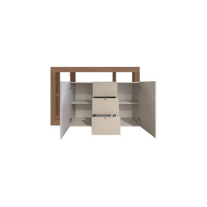 Komoda LENOR 146x93x42 cm kašmír/dub