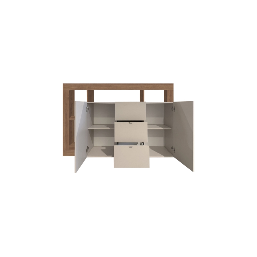 Komoda LENOR 146x93x42 cm kašmír/dub