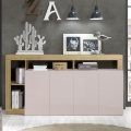 Komoda LENOR 146x93x42 cm kašmír/světlý dub