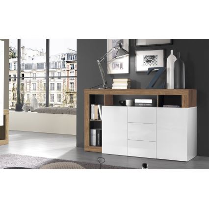 Komoda LENOR 184x93x42 cm bílá/dub