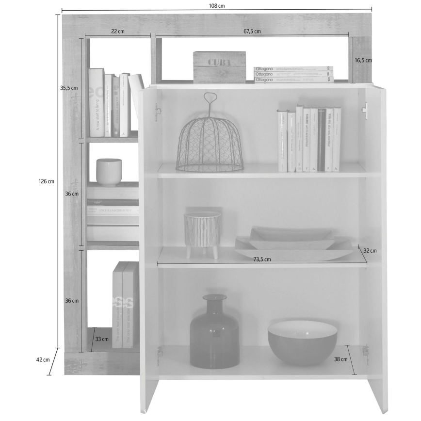 Komoda LENOR bílá/dub