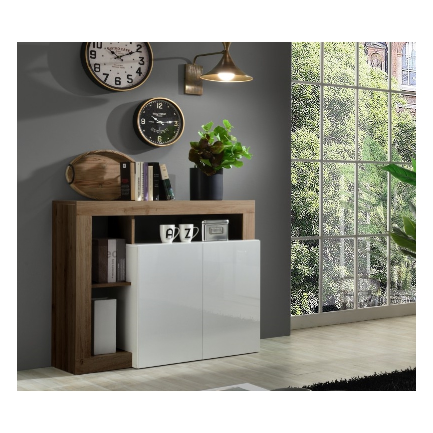 Komoda LENOR bílá/dub