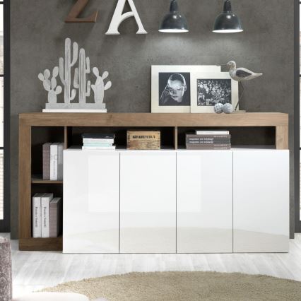 Komoda LENOR bílá/dub