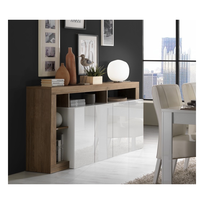 Komoda LENOR bílá/dub