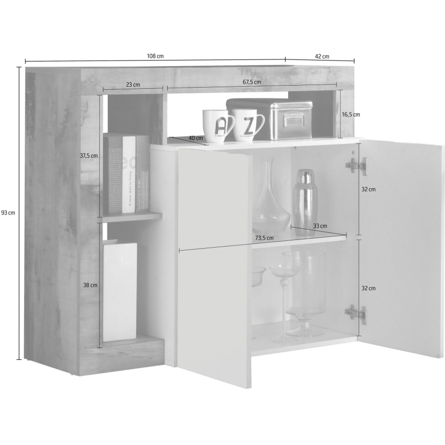 Komoda LENOR bílá/javor