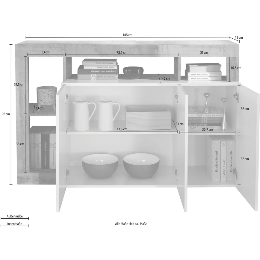 Komoda LENOR bílá/javor