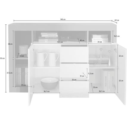 Komoda LENOR bílá/javor