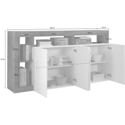 Komoda LENOR bílá/šedá beton