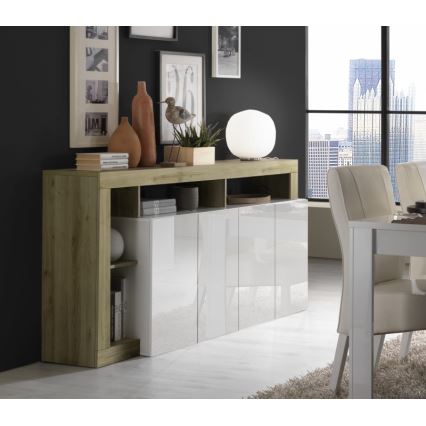 Komoda LENOR bílá/světlý dub