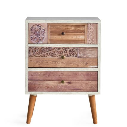 Komoda LIZA 68x50 bílá/hnědá