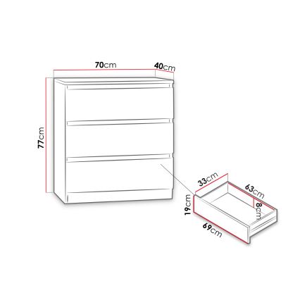 Komoda MALWA 77x70 cm dub sonoma