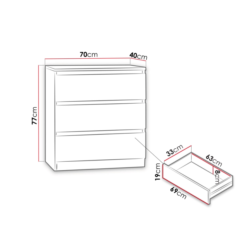 Komoda MALWA 77x70 cm dub sonoma