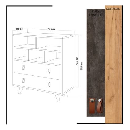 Komoda MARCO 70x86x40 cm antracit/hnědá