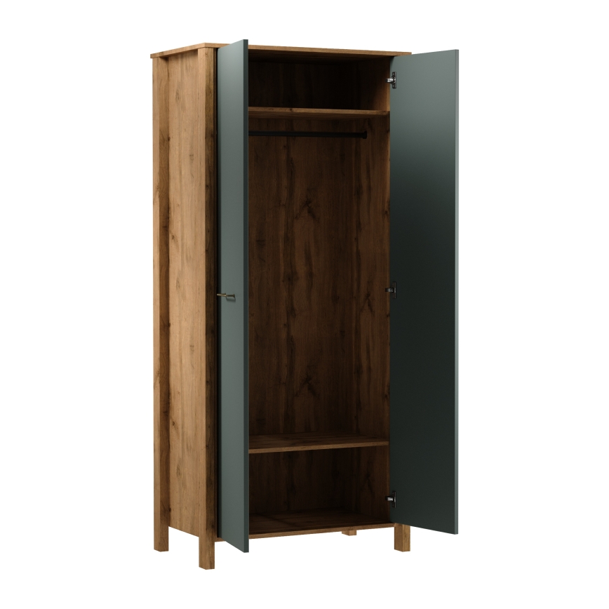 Komoda MENTA 90x200x53 cm dub wotan/zelená