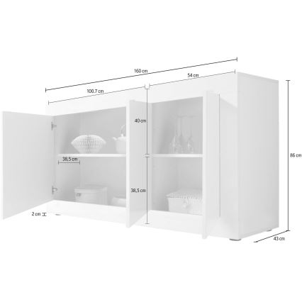 Komoda NERILA 160x86x43 cm bílá