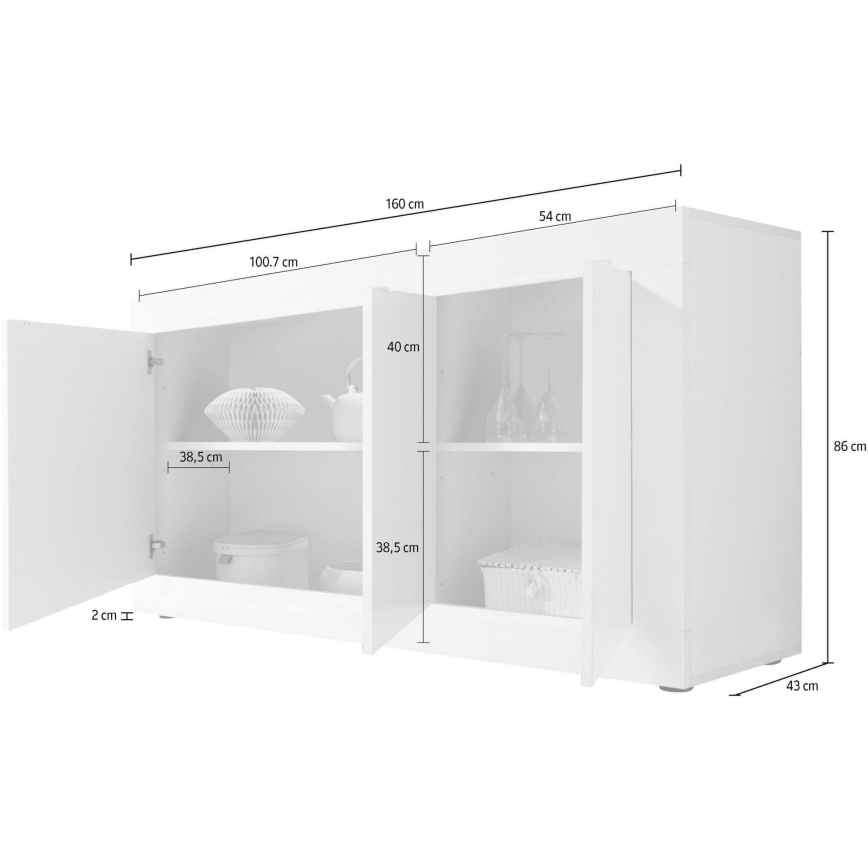 Komoda NERILA 160x86x43 cm bílá