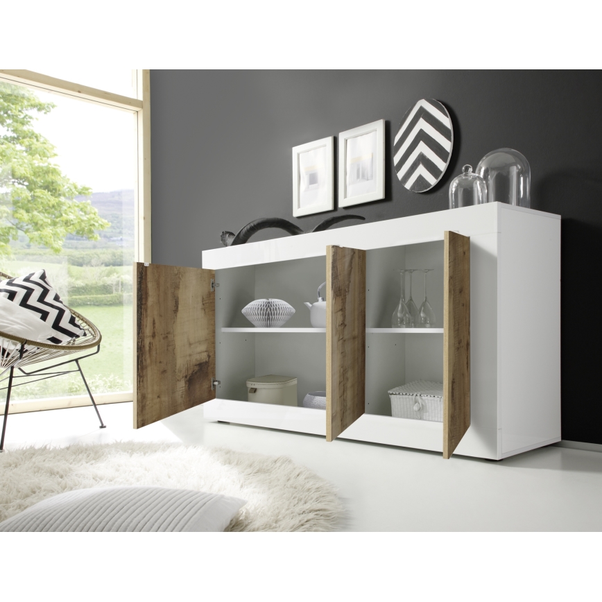 Komoda NERILA 160x86x43 cm bílá/javor