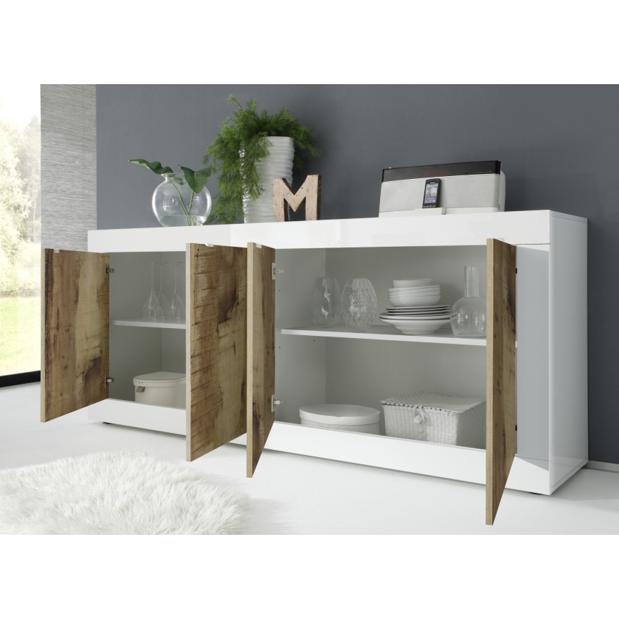 Komoda NERILA 207x86x43 cm bílá/javor