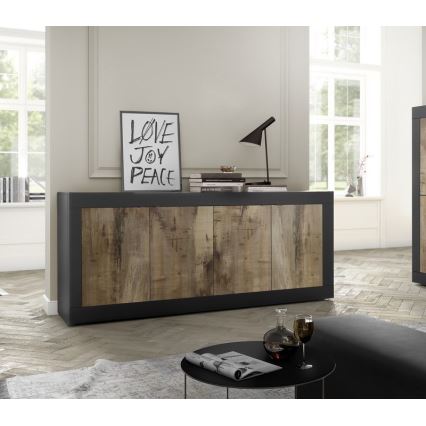 Komoda NERILA 207x86x43 cm černá/javor
