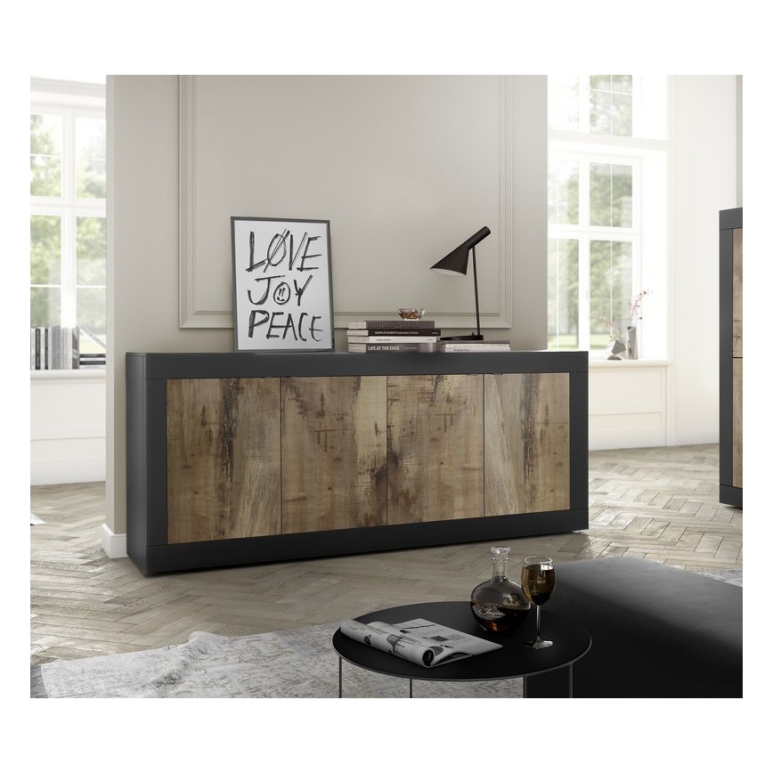 Komoda NERILA 207x86x43 cm černá/javor
