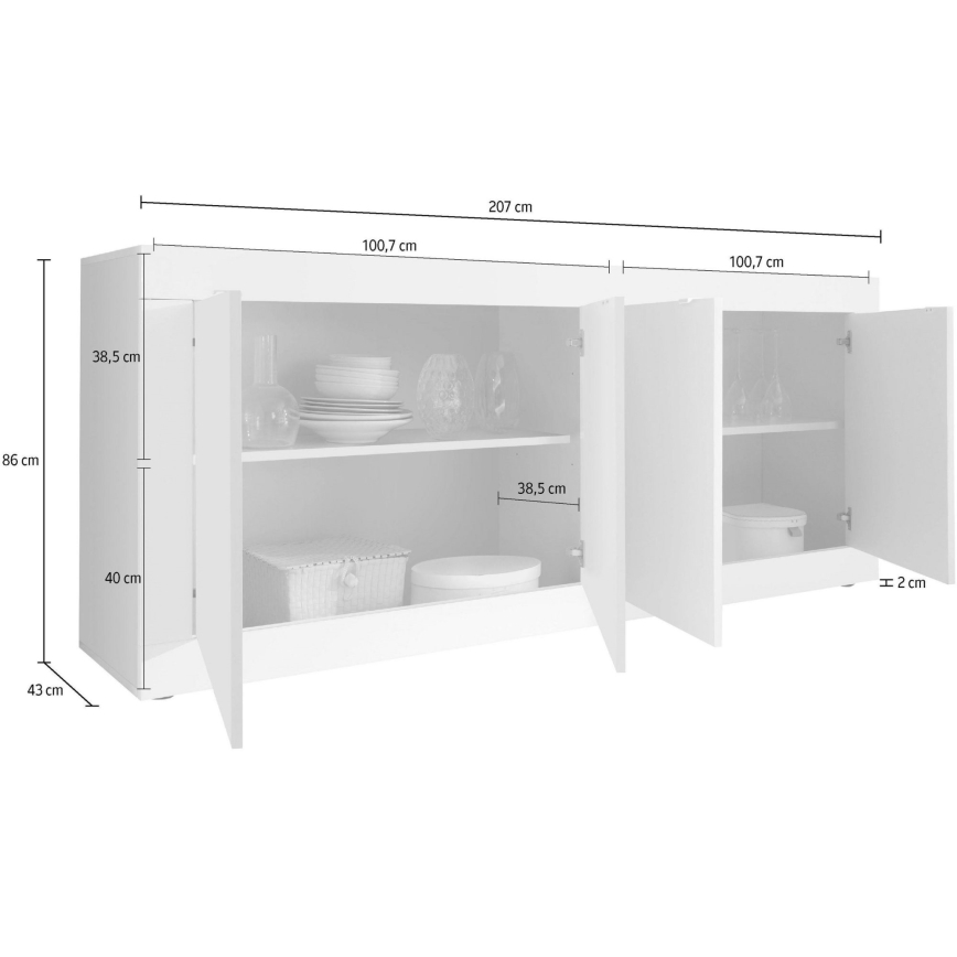 Komoda NERILA 207x86x43 cm černá/javor