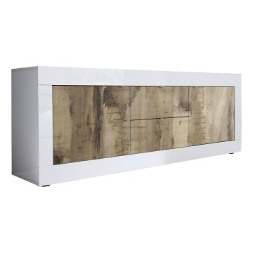 Komoda NERILA 210x66x43 cm bílá/javor
