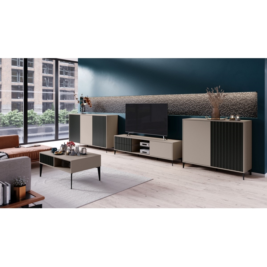 Komoda RONJA 123x102x43 cm taupe/černá