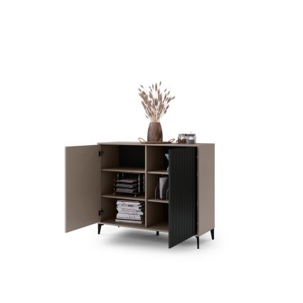 Komoda RONJA 123x102x43 cm taupe/černá