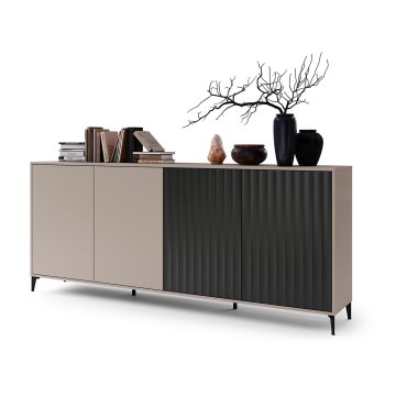 Komoda RONJA 242x102x43 cm taupe/černá