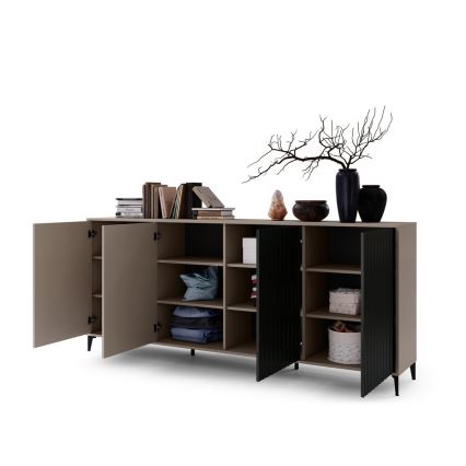 Komoda RONJA 242x102x43 cm taupe/černá