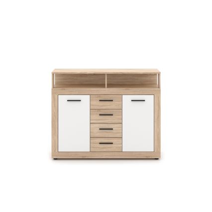 Komoda RUNA 120x97x32 cm dub sonoma/bílá