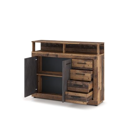 Komoda RUNA 120x97x32 cm tmavě hnědá/antracit