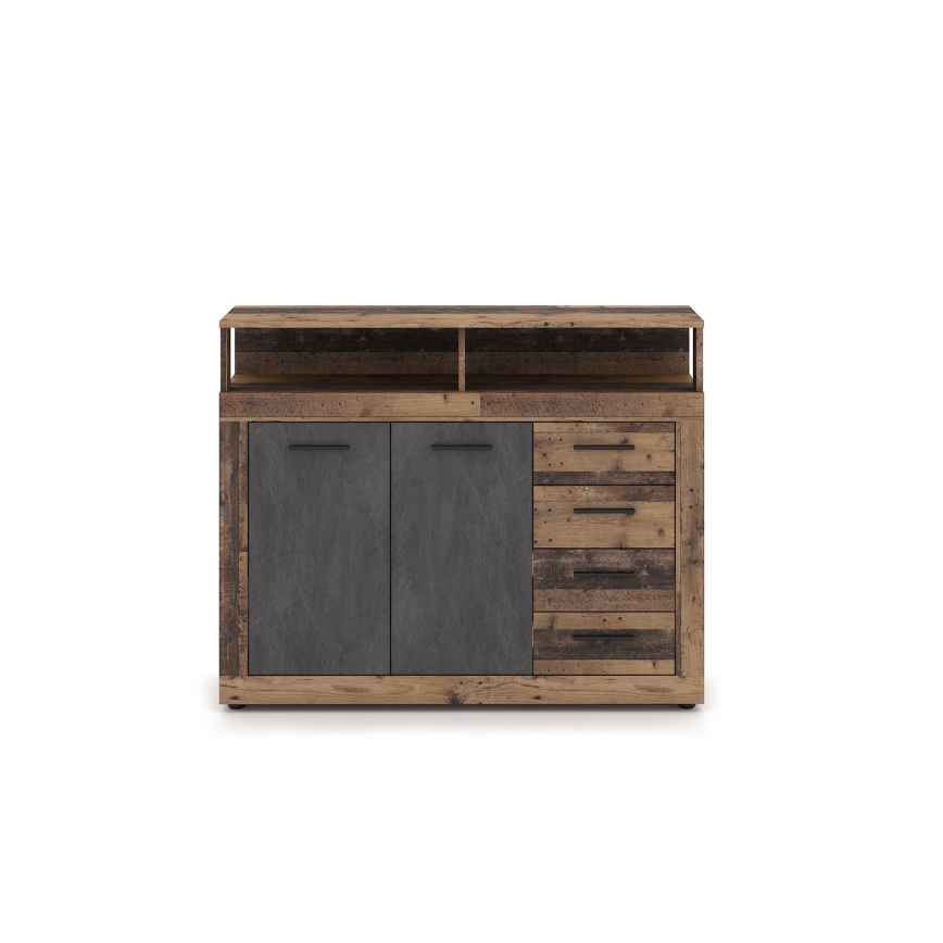 Komoda RUNA 120x97x32 cm tmavě hnědá/antracit