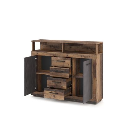 Komoda RUNA 120x97x32 cm tmavě hnědá/antracit