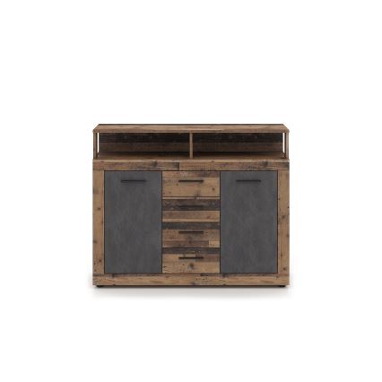 Komoda RUNA 120x97x32 cm tmavě hnědá/antracit