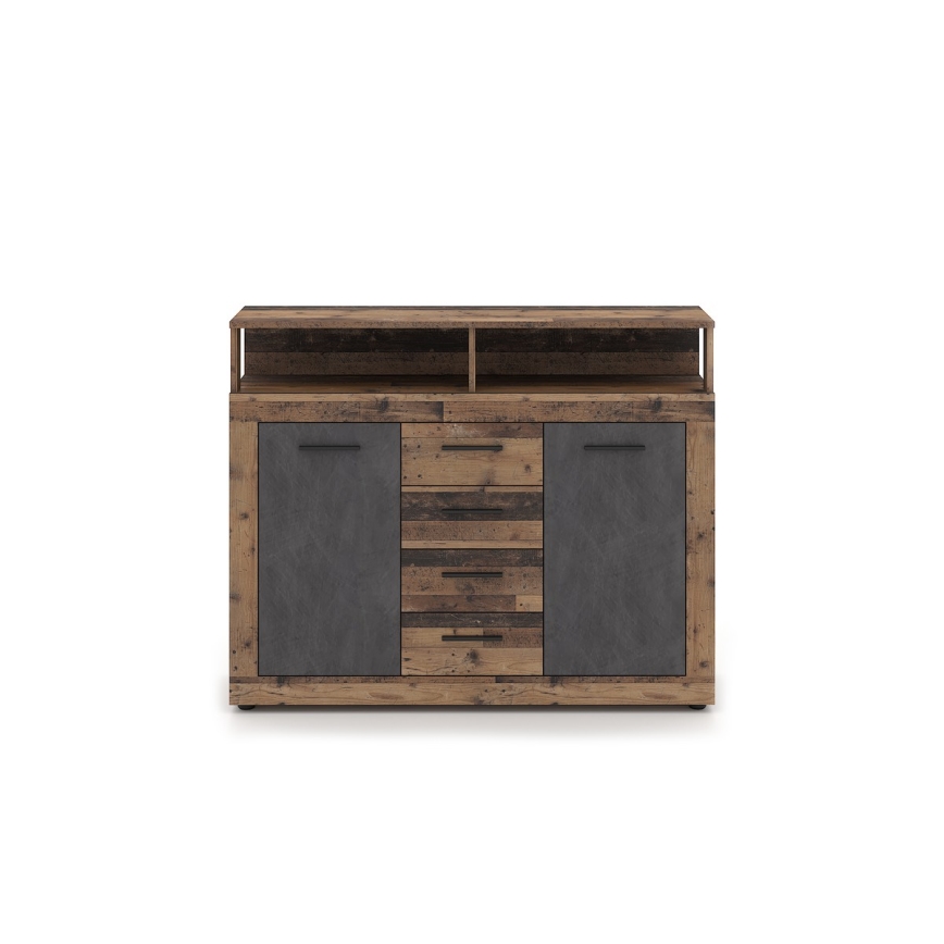 Komoda RUNA 120x97x32 cm tmavě hnědá/antracit