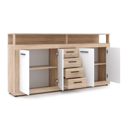 Komoda RUNA 190x96x32 cm dub sonoma/bílá