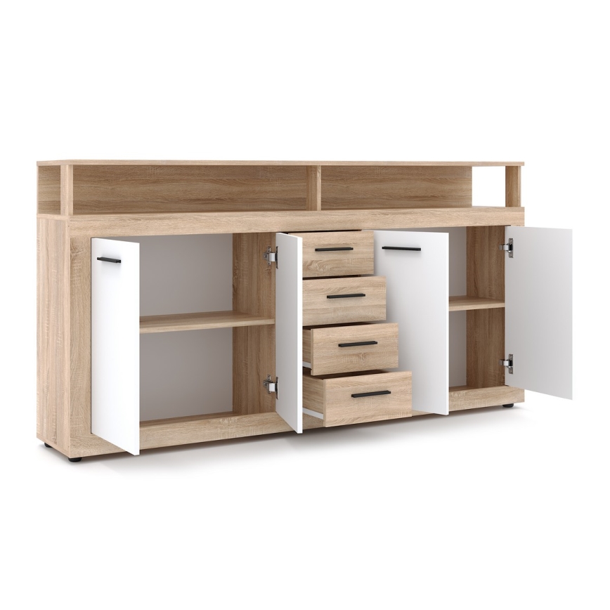 Komoda RUNA 190x96x32 cm dub sonoma/bílá