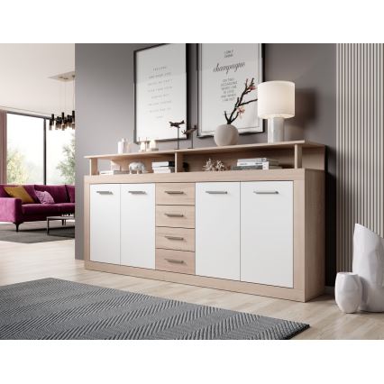 Komoda RUNA 190x96x32 cm dub sonoma/bílá