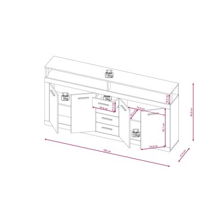 Komoda RUNA 190x96x32 cm dub sonoma/bílá