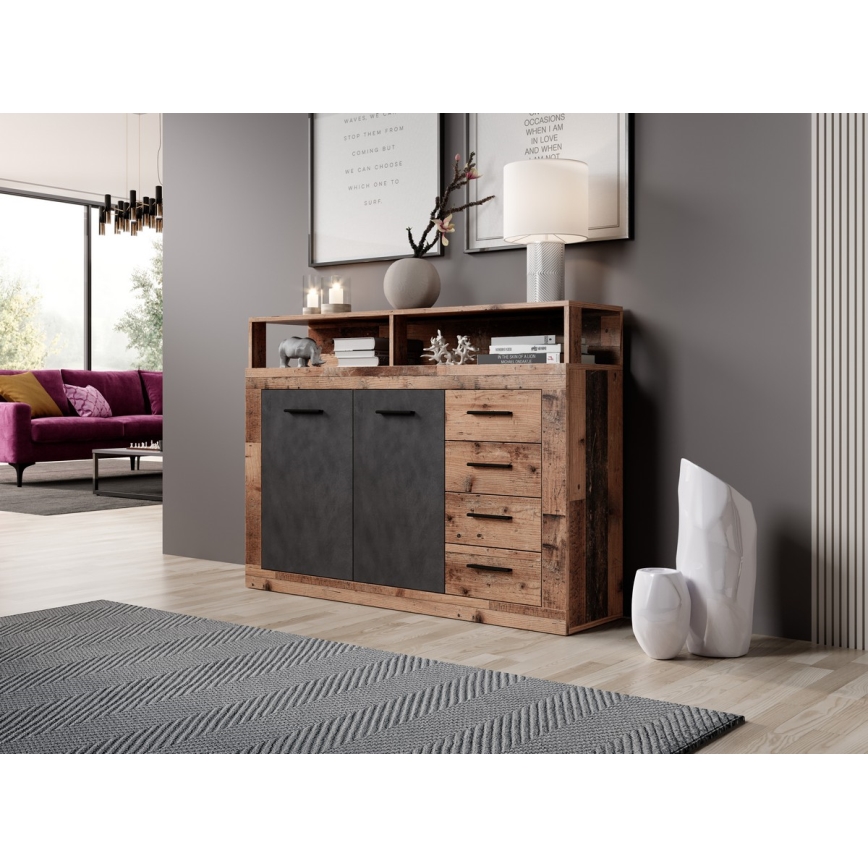 Komoda RUNA tmavě hnědá/antracit