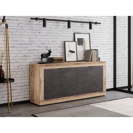 Komoda RUNEA 180x86x42 cm světle hnědá/antracit