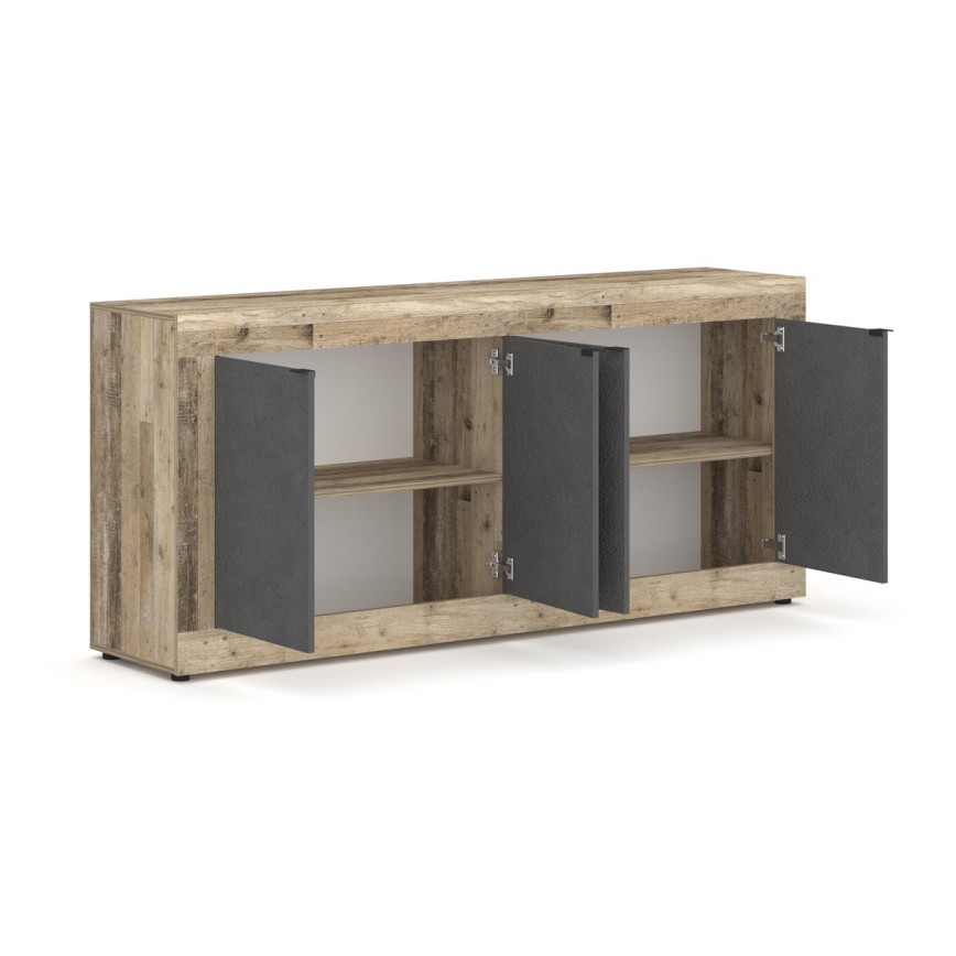 Komoda RUNEA 180x86x42 cm světle hnědá/antracit