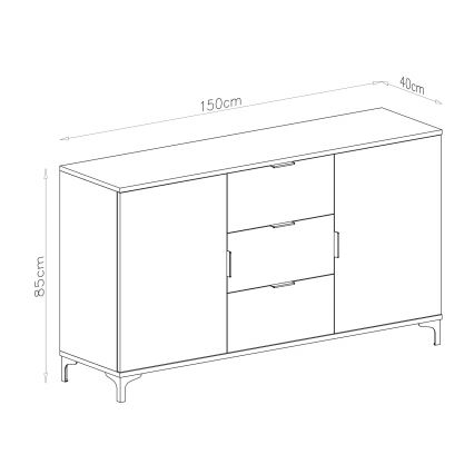 Komoda se zásuvkami a dvířky LORA 150x85x40 cm béžová