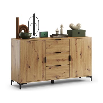 Komoda se zásuvkami a dvířky LORA 150x85x40 cm dub artisan