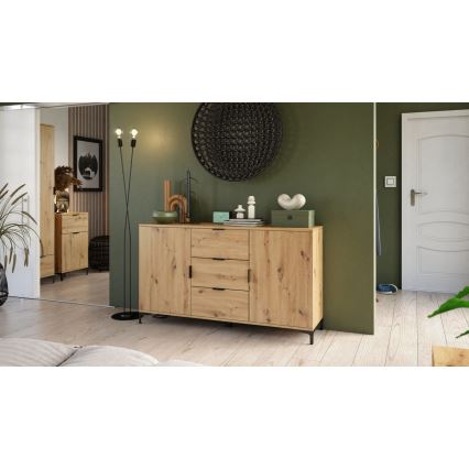 Komoda se zásuvkami a dvířky LORA 150x85x40 cm dub artisan