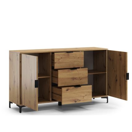 Komoda se zásuvkami a dvířky LORA 150x85x40 cm dub artisan