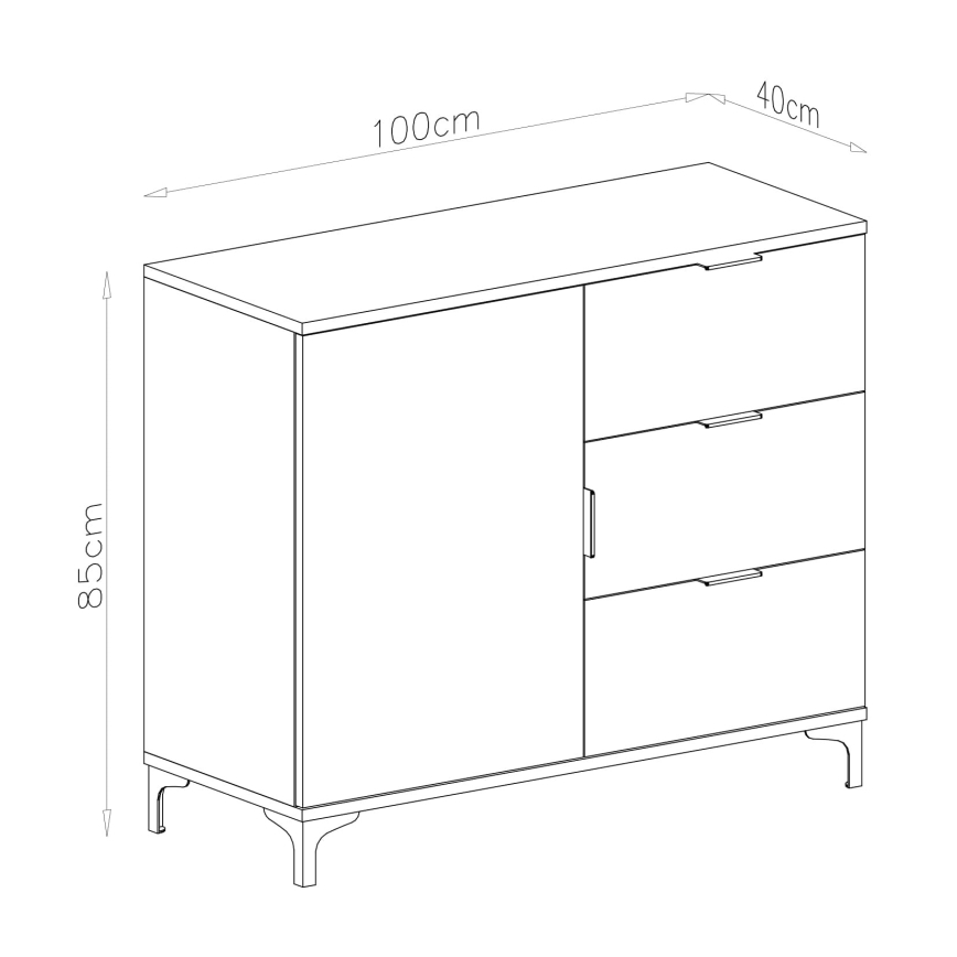 Komoda se zásuvkami LORA 100x85x40 cm dub artisan