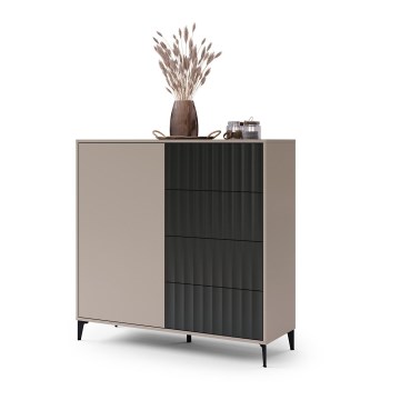 Komoda se zásuvkami RONJA 123x120x43 cm taupe/černá